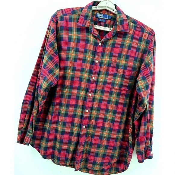 Polo Ralph Lauren Elliott Large Plaid Cotton Button Down Shirt Red Blue Green - Picture 3 of 9